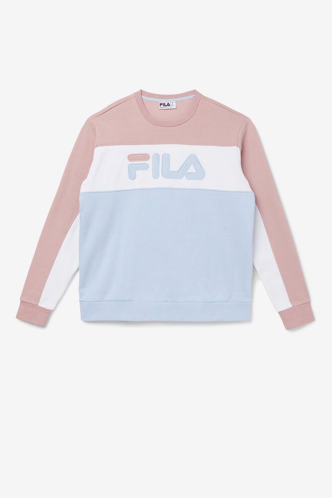 Fila Sweatshirt Mens Blue/Pink Lesner Fleece Crew - Ireland 29763-GPNJ